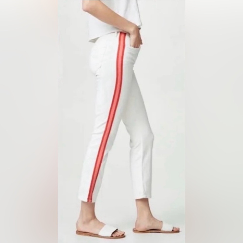 Mother Mid Rise Dazzler Crop Jeans Whipping The Cream Pink Racer Sz 24 | Slim